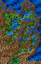 Thumbnail for a map of Madoria Plains Overworld (Unmarked) (Animated) for the Genesis game Lunar: Eternal Blue.
