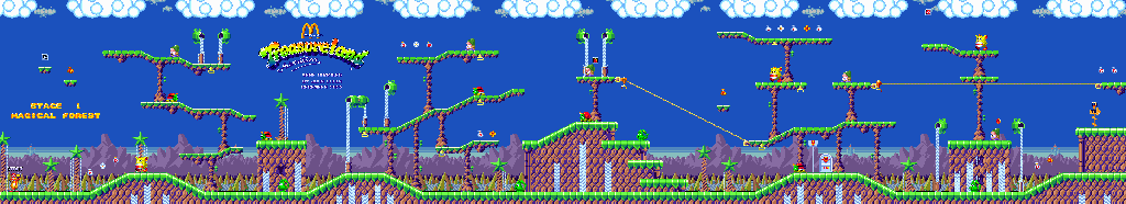Thumbnail for a map of Stage 1: Magical Forest 1 for the Genesis game McDonald's Treasureland Adventure.