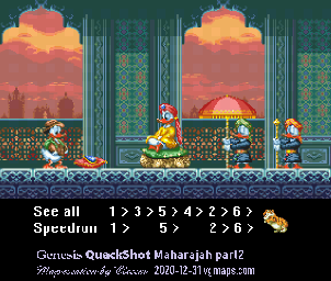 Thumbnail for a map of Maharadjah Part 2 for the Genesis game QuackShot: Starring Donald Duck.