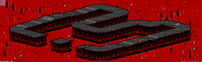 Thumbnail for a map of Inferno - Division A Track 1 for the Genesis game Rock N' Roll Racing.