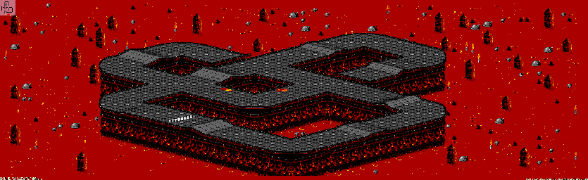 Thumbnail for a map of Inferno - Division A Track 2 for the Genesis game Rock N' Roll Racing.