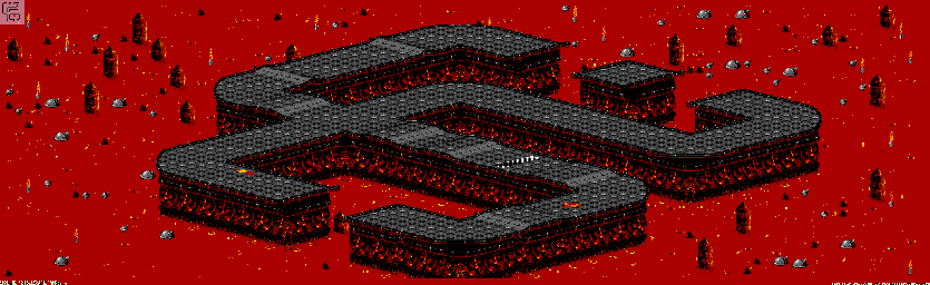 Thumbnail for a map of Inferno - Division A Track 4 for the Genesis game Rock N' Roll Racing.