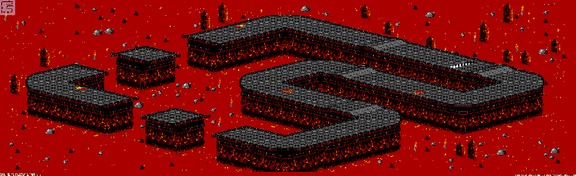Thumbnail for a map of Inferno - Division A Track 5 for the Genesis game Rock N' Roll Racing.