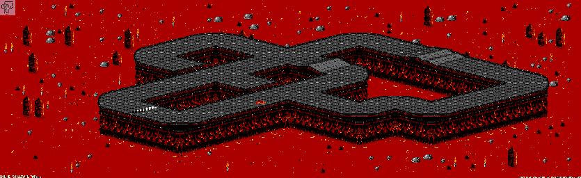 Thumbnail for a map of Inferno - Division A Track 6 for the Genesis game Rock N' Roll Racing.