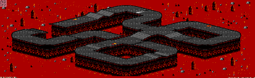 Thumbnail for a map of Inferno - Division B Track 1 for the Genesis game Rock N' Roll Racing.