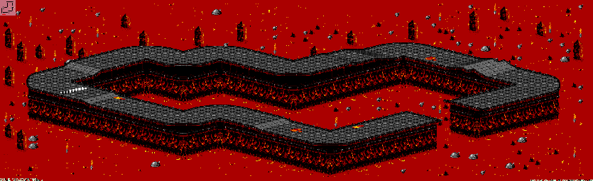 Thumbnail for a map of Inferno - Division B Track 2 for the Genesis game Rock N' Roll Racing.