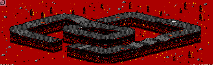 Thumbnail for a map of Inferno - Division B Track 3 for the Genesis game Rock N' Roll Racing.