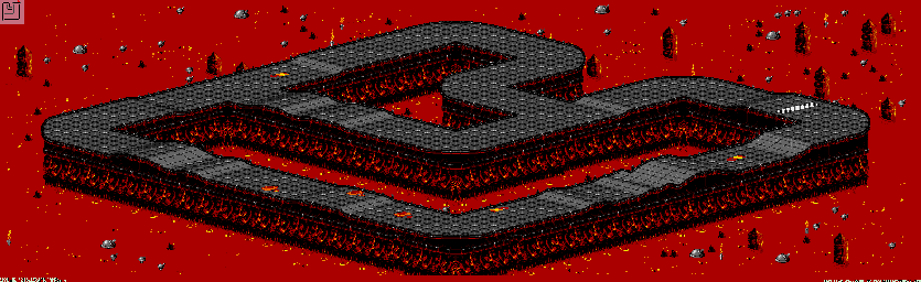 Thumbnail for a map of Inferno - Division B Track 4 for the Genesis game Rock N' Roll Racing.
