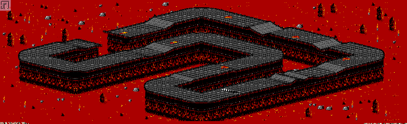 Thumbnail for a map of Inferno - Division B Track 6 for the Genesis game Rock N' Roll Racing.