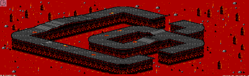 Thumbnail for a map of Inferno - Division B Track 7 for the Genesis game Rock N' Roll Racing.