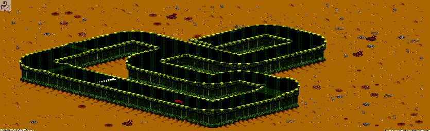 Thumbnail for a map of New Mojave - Division A Track 1 for the Genesis game Rock N' Roll Racing.