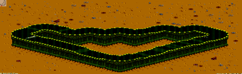 Thumbnail for a map of New Mojave - Division A Track 2 for the Genesis game Rock N' Roll Racing.