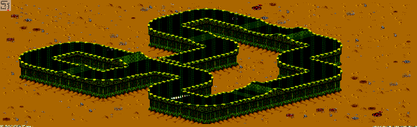 Thumbnail for a map of New Mojave - Division B Track 7 for the Genesis game Rock N' Roll Racing.