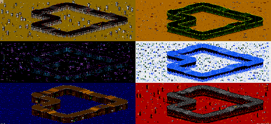 Thumbnail for a map of Vs. Mode Track 11 for the Genesis game Rock N' Roll Racing.