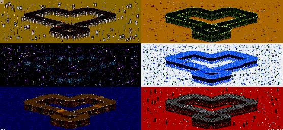 Thumbnail for a map of Vs. Mode Track 12 for the Genesis game Rock N' Roll Racing.