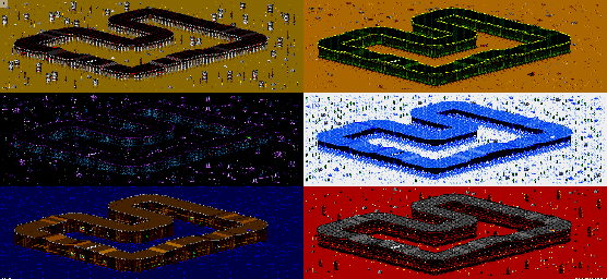 Thumbnail for a map of Vs. Mode Track 14 for the Genesis game Rock N' Roll Racing.