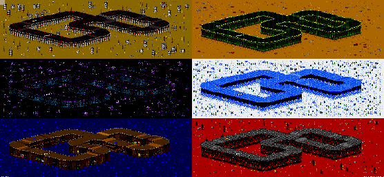 Thumbnail for a map of Vs. Mode Track 15 for the Genesis game Rock N' Roll Racing.