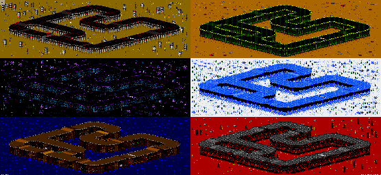 Thumbnail for a map of Vs. Mode Track 16 for the Genesis game Rock N' Roll Racing.