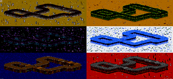 Thumbnail for a map of Vs. Mode Track 17 for the Genesis game Rock N' Roll Racing.