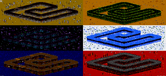 Thumbnail for a map of Vs. Mode Track 19 for the Genesis game Rock N' Roll Racing.