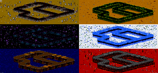 Thumbnail for a map of Vs. Mode Track 20 for the Genesis game Rock N' Roll Racing.