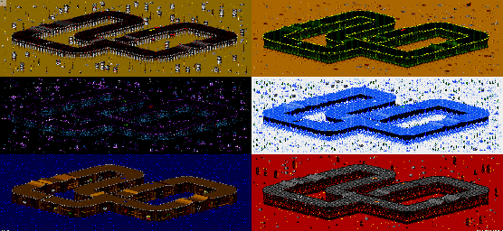 Thumbnail for a map of Vs. Mode Track 24 for the Genesis game Rock N' Roll Racing.