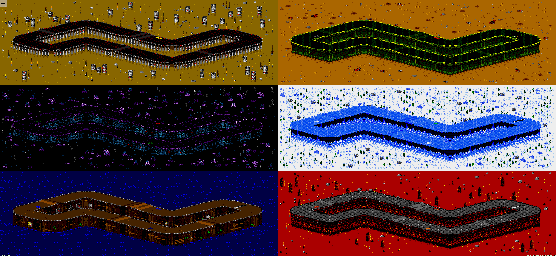 Thumbnail for a map of Vs. Mode Track 27 for the Genesis game Rock N' Roll Racing.