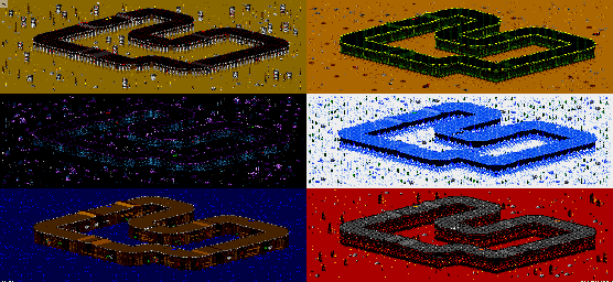 Thumbnail for a map of Vs. Mode Track 28 for the Genesis game Rock N' Roll Racing.