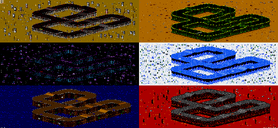 Thumbnail for a map of Vs. Mode Track 34 for the Genesis game Rock N' Roll Racing.