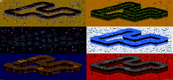 Thumbnail for a map of Vs. Mode Track 35 for the Genesis game Rock N' Roll Racing.