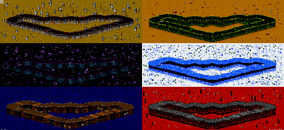 Thumbnail for a map of Vs. Mode Track 39 for the Genesis game Rock N' Roll Racing.