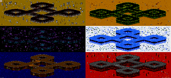 Thumbnail for a map of Vs. Mode Track 46 for the Genesis game Rock N' Roll Racing.