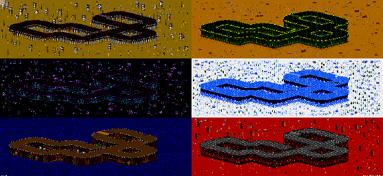 Thumbnail for a map of Vs. Mode Track 54 for the Genesis game Rock N' Roll Racing.