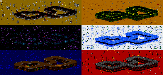 Thumbnail for a map of Vs. Mode Track 56 for the Genesis game Rock N' Roll Racing.