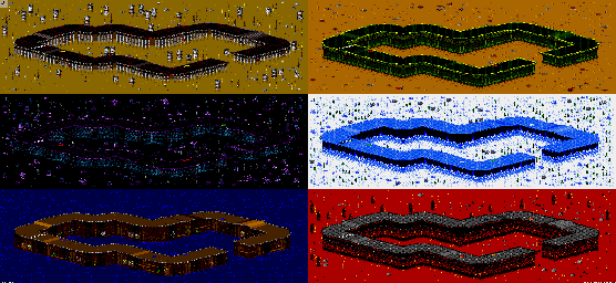 Thumbnail for a map of Vs. Mode Track 60 for the Genesis game Rock N' Roll Racing.