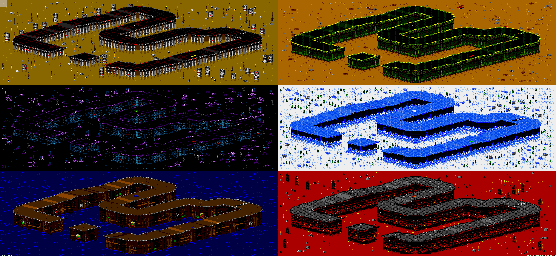 Thumbnail for a map of Vs. Mode Track 66 for the Genesis game Rock N' Roll Racing.
