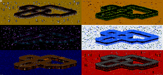 Thumbnail for a map of Vs. Mode Track 71 for the Genesis game Rock N' Roll Racing.
