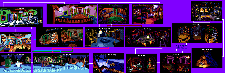 Thumbnail for a map of Blake's Hotel for the Genesis game Scooby-Doo Mystery.