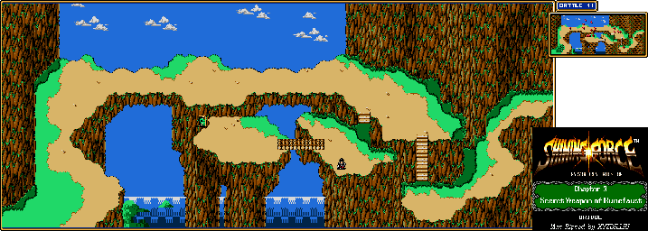 Thumbnail for a map of Chapter 3: Secret Weapon Of Runefaust Bridge for the Genesis game Shining Force: The Legacy Of Great Intention.