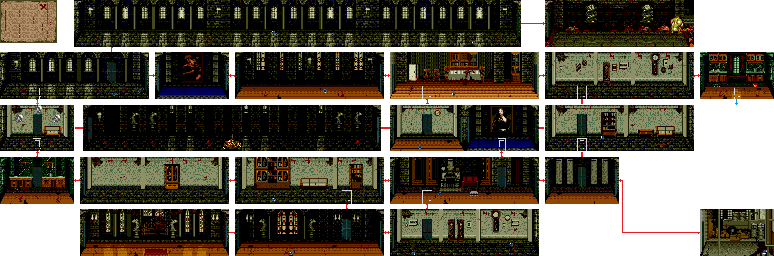 Thumbnail for a map of Stage 1 for the Genesis game Splatterhouse 3.