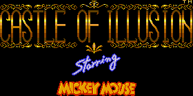 Title screen for the Genesis game Castle Of Illusion: Starring Mickey Mouse.