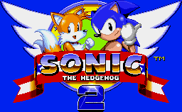 Title screen for the Genesis game Sonic The Hedgehog 2.