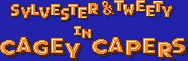 Title screen for the Genesis game Sylvester & Tweety In Cagey Capers.