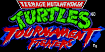 Title screen for the Genesis game Teenage Mutant Ninja Turtles: Tournament Fighters.