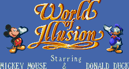 Title screen for the Genesis game World Of Illusion: Starring Mickey Mouse & Donald Duck.