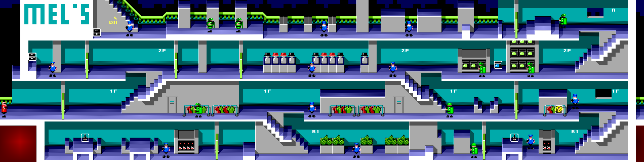 Thumbnail for a map of Stage 05: Department Store for the Master System game Bonanza Bros..