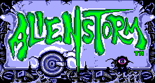 Title screen for the Master System game Alien Storm.