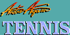 Title screen for the Master System game Andre Agassi Tennis.