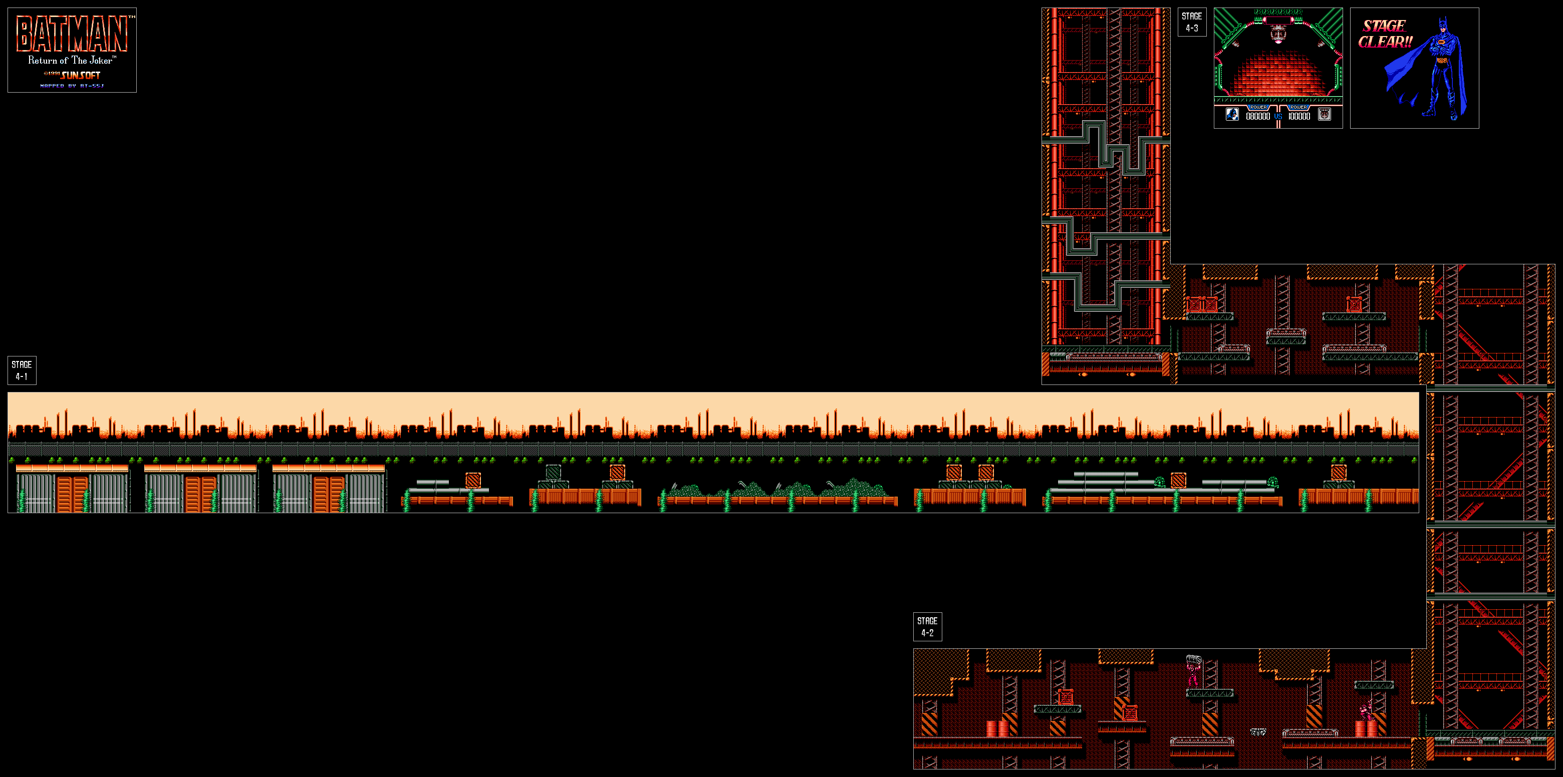 Map of Stage 4 for the NES game Batman: Return Of The Joker.