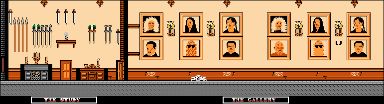 Thumbnail for a map of The Gallery / The Study for the NES game The Addams Family.